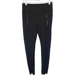 Athleta Stellar Tight Black And Navy Zippered Pockets Size Small